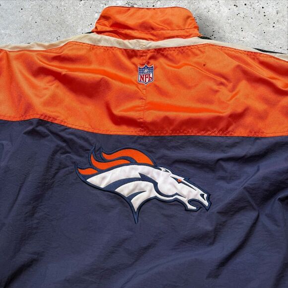 Vintage Denver Broncos Starter Jacket XL NFL Pro Line Blue Orange Full Zip READ - Picture 9 of 14